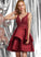 Homecoming Dresses With Satin A-Line V-neck Lace Short/Mini Kaitlyn Beading Homecoming Dress Sequins