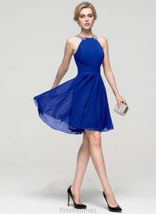 Juliette Sequins With Homecoming Dresses Neck Beading A-Line Homecoming Knee-Length Ruffle Chiffon Scoop Dress