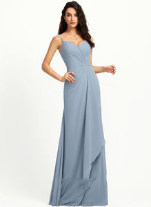 Straps Sheath/Column Floor-Length Fabric Length Silhouette Neckline V-neck Rayne Bridesmaid Dresses