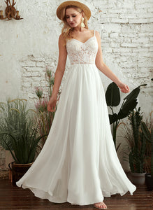 With Miah V-neck Dress Chiffon Floor-Length Wedding A-Line Wedding Dresses Lace Beading