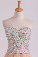 Load image into Gallery viewer, 2024 Sweetheart A-Line Prom Gown With Colorful Rhinestone Beaded Bodice Tulle