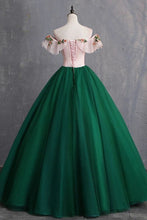 Load image into Gallery viewer, Off The Shoulder Floor Length Prom Dress With Appliques, Puffy Quinceanera Dress