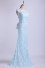 Load image into Gallery viewer, 2022 Bateau Prom Dresses Lace Sheath Floor Length With Sash