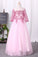 2022 Flower Girl Dresses Ball Gown Scoop 3/4 Length Sleeves Tulle Floor Length With Appliques