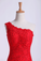 2022 One-Shoulder Sheath Prom Dresses Beaded Lace Floor-Length Zipper Back