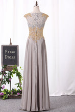 Load image into Gallery viewer, 2022 Evening Dresses A Line Scoop Chiffon With Applique And Beads
