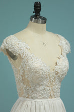 Load image into Gallery viewer, 2024 Beach Wedding Dresses A-Line V-Neck Chiffon Full Beaded Top