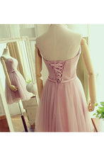 Load image into Gallery viewer, 2024 Tulle Bridesmaid Dresses Strapless Ruched Bodice With Sash A Line