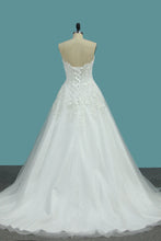 Load image into Gallery viewer, 2022 Sweetheart Wedding Dresses A Line Tulle With Applique Sweep Train