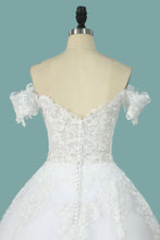 Load image into Gallery viewer, 2024 Wedding Dresses Off The Shoulder A Line With Applique Tulle
