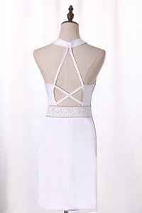 2024 New Arrival Cocktail Dresses Halter Open Back Spandex With Beading