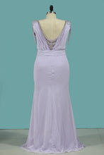 Load image into Gallery viewer, 2022 New Arrival V Neck Sheath Evening Dresses Chiffon With Beading