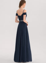 Load image into Gallery viewer, Chiffon Cold Prom Dresses V-neck Sequins Beading Shoulder Pleated Floor-Length With A-Line Marley
