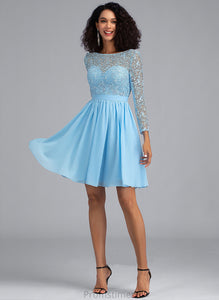 A-Line Lace Neck Short/Mini Chiffon Scoop Emilia Homecoming Dresses Dress With Homecoming
