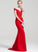 Chiffon Trumpet/Mermaid Beading Prom Dresses Sweep Sequins Tulle With Off-the-Shoulder Lace Amya Train
