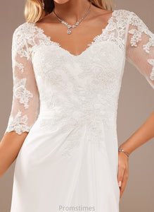 Julissa A-Line Chiffon V-neck With Wedding Dresses Lace Ruffle Asymmetrical Wedding Dress