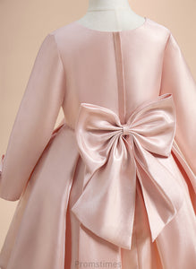 Dress Sleeves A-Line Girl Neck Flower Long With - Bow(s) Knee-length Scoop Sierra Flower Girl Dresses