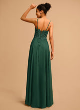 Load image into Gallery viewer, Paulina Prom Dresses Beading A-Line Lace V-neck Chiffon With Floor-Length Sequins