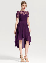 Load image into Gallery viewer, Homecoming Scoop Neck Lace Asia Asymmetrical Dress Chiffon Homecoming Dresses A-Line With