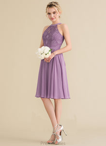 With Chiffon Scoop Knee-Length Homecoming A-Line Lace Mariyah Lace Neck Homecoming Dresses Dress