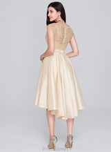 Load image into Gallery viewer, Scoop A-Line With Homecoming Taffeta Dress Lace Asymmetrical Homecoming Dresses Neck Carissa