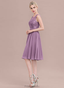 SquareNeckline Lace Fabric Neckline Silhouette Length A-Line Knee-Length Straps Caitlyn Floor Length Natural Waist Bridesmaid Dresses