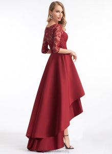 Illusion Embellishment Sequins Silhouette Fabric Scoop Length A-Line Neckline Asymmetrical Rubi V-Neck Bridesmaid Dresses