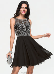 Homecoming Dresses Sequins Chiffon With Neck Short/Mini Beading Scoop Homecoming Melinda Dress A-Line