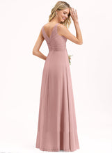 Load image into Gallery viewer, Pleated Length Silhouette A-Line Fabric Floor-Length Neckline Embellishment V-neck Aliana Bridesmaid Dresses
