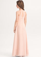 Load image into Gallery viewer, Neck Chiffon A-Line Scoop Junior Bridesmaid Dresses Guadalupe With Floor-Length Ruffle