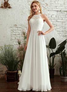 Dress Chiffon A-Line Scoop Lace Floor-Length Wedding Wedding Dresses Skyla