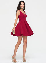 Load image into Gallery viewer, A-Line Zara Homecoming Dresses Short/Mini Homecoming Stretch V-neck Dress Crepe