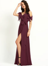 Load image into Gallery viewer, Prom Dresses Floor-Length V-neck Chiffon A-Line With Cara Ruffle