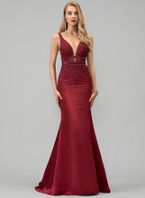 Load image into Gallery viewer, Train Prom Dresses Satin Trumpet/Mermaid Beading Sweep V-neck Annabella Sequins With