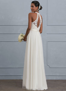 A-Line Rylie Charmeuse Wedding Wedding Dresses Tulle Floor-Length Lace Dress