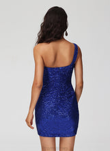Load image into Gallery viewer, Homecoming Dress Bodycon Sequins With Alisa Short/Mini One-Shoulder Club Dresses Sequined