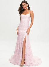 Load image into Gallery viewer, Lace Sweep Prom Dresses Sequins With Angelica Trumpet/Mermaid Scoop Train