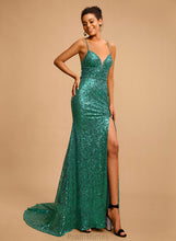Load image into Gallery viewer, Floor-Length Beading Sequined Renee With Trumpet/Mermaid V-neck Sequins Prom Dresses