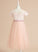 Tea-length Sleeves Scoop Dress - A-Line Neck Flower Flower Girl Dresses Tulle Girl Sash/Bow(s) Short Dahlia With