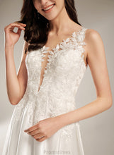 Load image into Gallery viewer, Satin Wedding Dress V-neck Lace Ursula Wedding Dresses A-Line Tea-Length