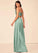 Selina A-Line/Princess Short Sleeves Floor Length V-Neck Natural Waist Bridesmaid Dresses