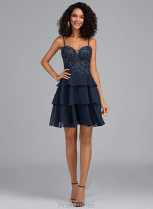 A-Line Homecoming Homecoming Dresses Sweetheart Dress Sequins Lace Chiffon Short/Mini Beading Keyla With