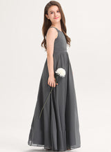 Load image into Gallery viewer, A-Line Floor-Length With Junior Bridesmaid Dresses Lace Scoop Julianna Ruffle Chiffon Neck