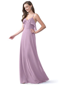 Isabela Floor Length A-Line/Princess Sleeveless Natural Waist Spaghetti Staps Bridesmaid Dresses