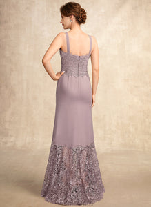 Trumpet/Mermaid Janice Neckline Mother of the Bride Dresses Mother of Chiffon Asymmetrical Square Lace Bride Dress the