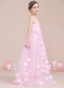 Ruffle With One-Shoulder Jo Tulle Flower(s) Junior Bridesmaid Dresses A-Line Floor-Length