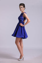 Load image into Gallery viewer, 2022 Hot Selling Homecoming Dresses Scoop A-Line Short/Mini Chiffon Dark Royal Blue
