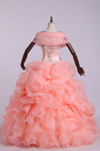 Load image into Gallery viewer, 2024 Ball Gown Quinceanera Dresses Straps Beaded Bodice With Bubble Skirt