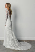 Load image into Gallery viewer, Mermaid Lace Court Train Wedding Dress Long Sleeves Scoop