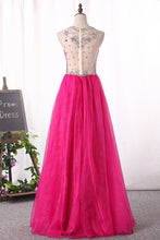 Load image into Gallery viewer, 2024 Prom Dresses Scoop Organza A Line With Beading Floor Length